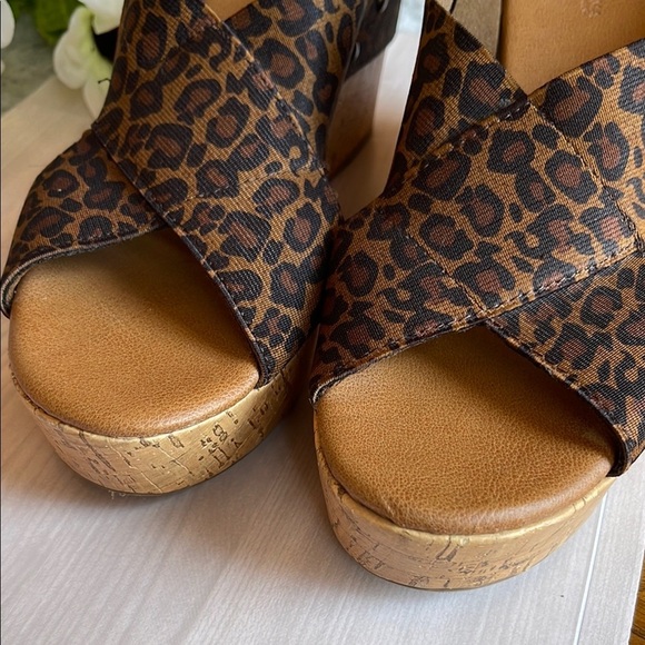 Sonoma Brown Wedge Sandals with Cork-Style Sole - Picture 2 of 5